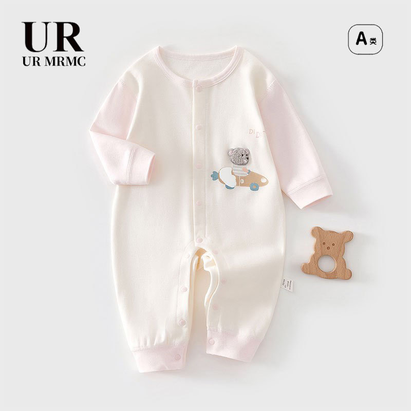 【撤柜专区】品牌专柜两只小熊春秋婴儿连体衣圆领哈衣外出爬服