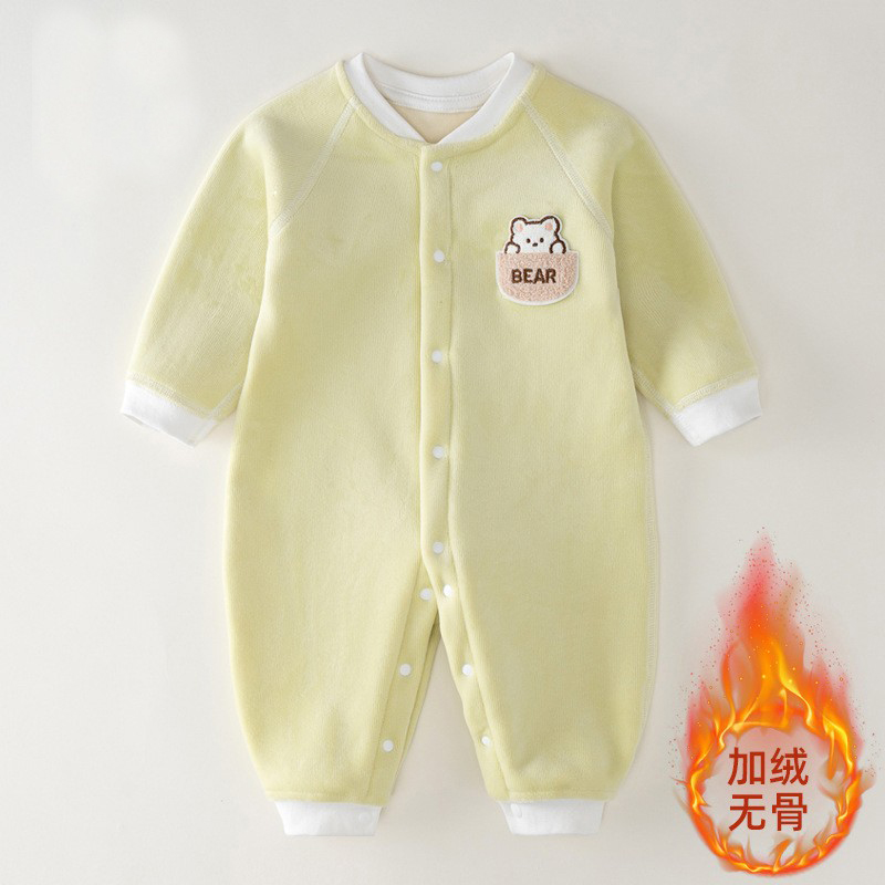 【撤柜专区】品牌专柜一体绒保暖无骨连体衣中厚婴儿秋冬加绒柔软