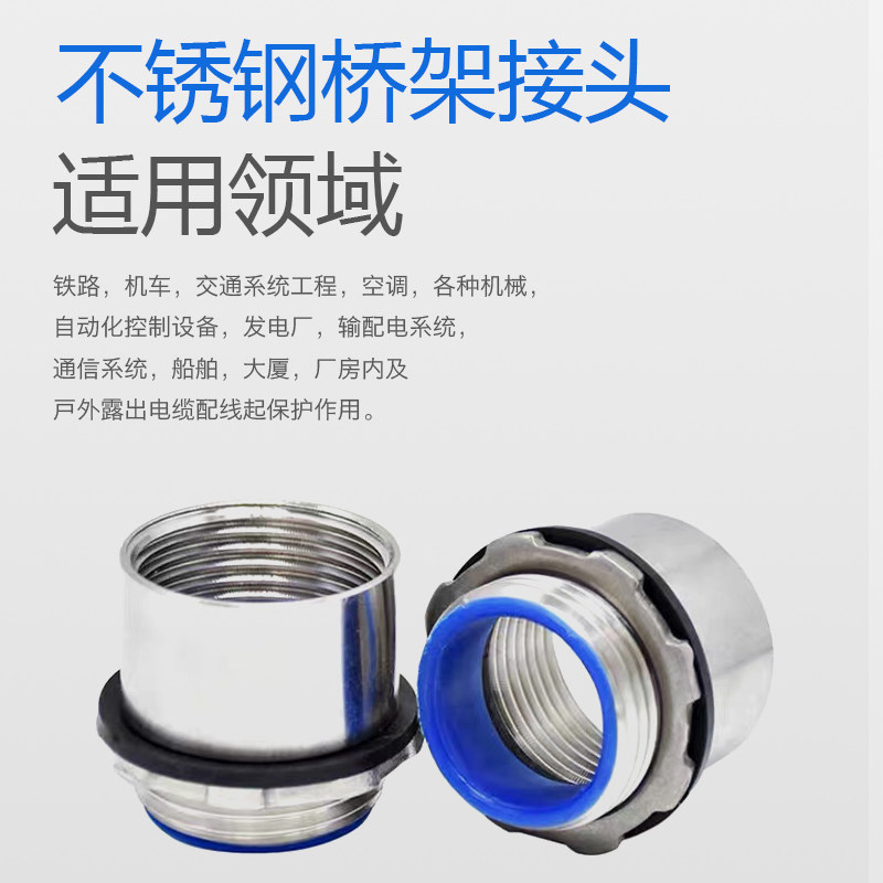 正宗不锈钢304加厚桥架接头电缆穿板钢管线盒内外丝管螺纹管接头