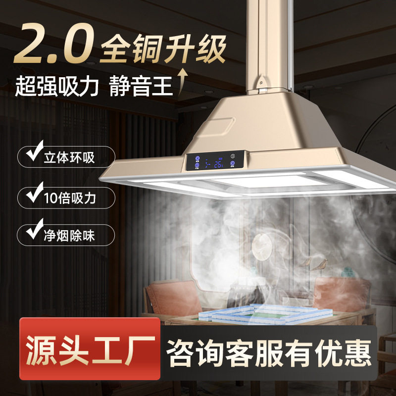 大风量管道外排式麻将吸烟灯馆房桌升降吊灯直排棋牌室空气净化器