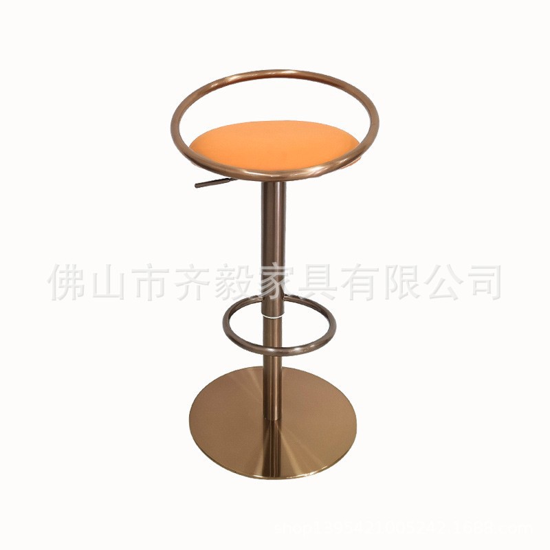 现代简约不锈钢升降旋转吧椅