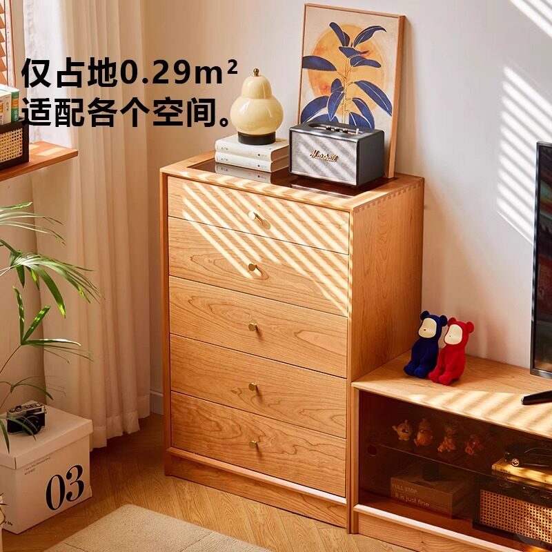 卧室全实木收纳柜落地客厅沙发电视旁抽屉储