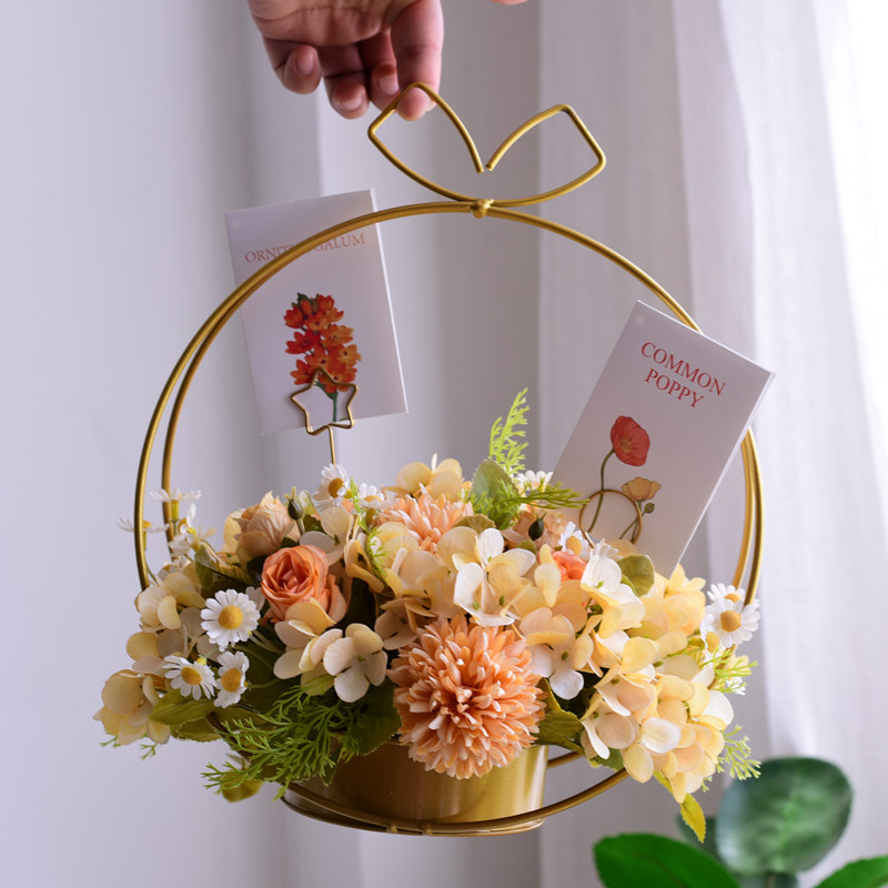 轻奢风混合花束仿真花艺摆件绢布干花假花插花现代家居摆放装饰花