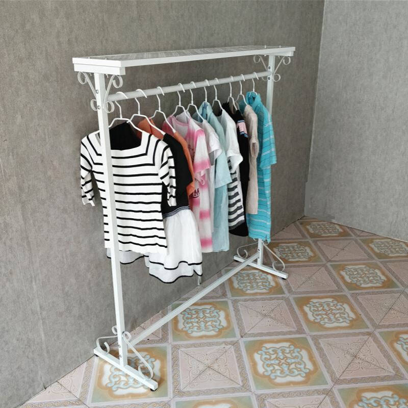 新款铁艺烤漆服装店展示架中岛挂衣架落地单杠服装架地摊架子