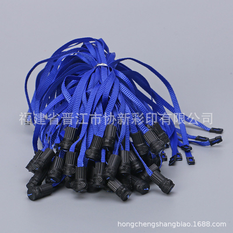 塑料圆形深蓝色吊粒厂家直批不规则吊牌绳单插通用公版吊绳穿绳