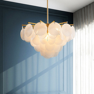 北欧后现代创意玻璃圆片轻奢吊灯  客厅餐厅卧室设计师样板房吊灯