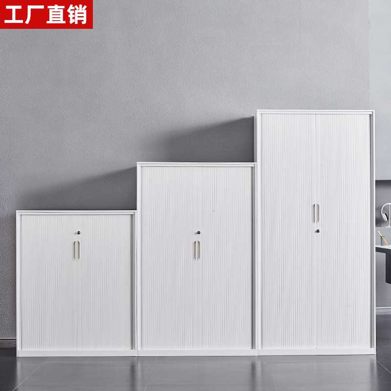 推拉卷门柜文件柜阳台收纳储物柜带锁卷帘门铁皮档案资料凭证矮柜