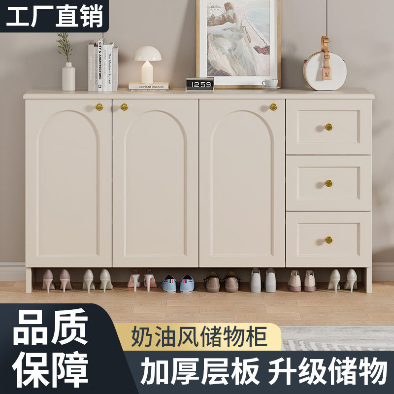 进门入户鞋柜家用门口隔断柜简约现代客厅玄关柜奶油风门厅储物柜