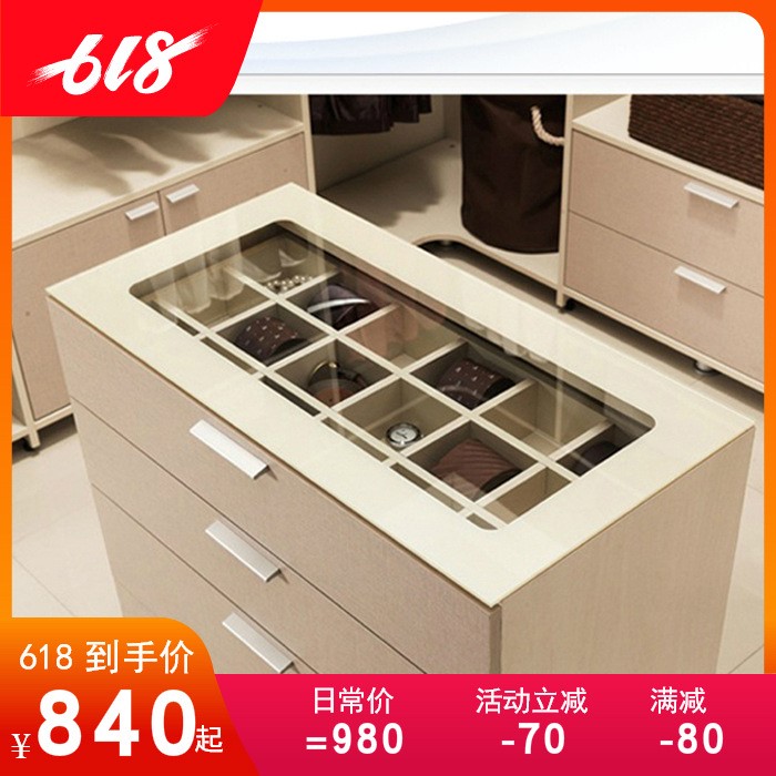 PK7J卧室开放式衣帽间多功能五斗柜家具 时尚透明玻璃收纳柜定 做