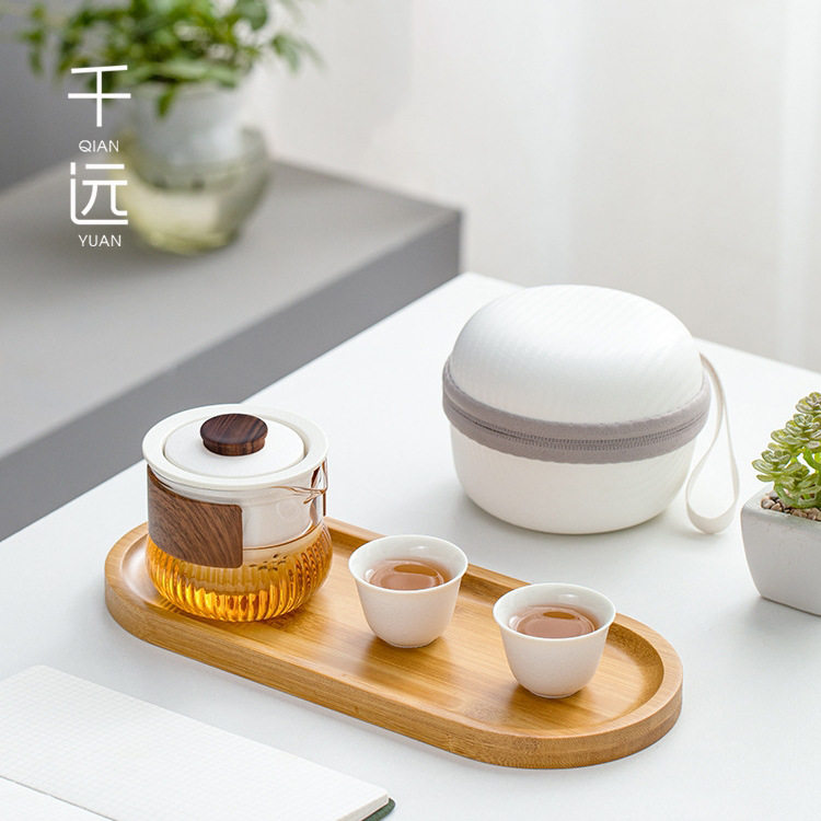 千远知夕快客杯一壶二杯便携式茶具旅行套装家用户外泡茶随身茶杯