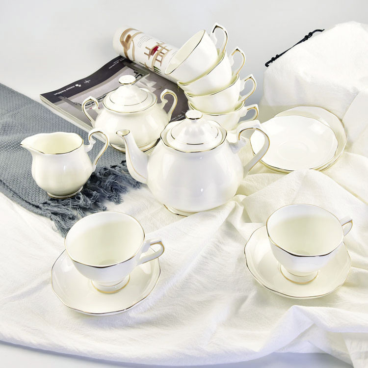 厂家批发陶瓷咖啡杯碟骨质瓷15头咖啡具套装金边下午茶具礼品套装