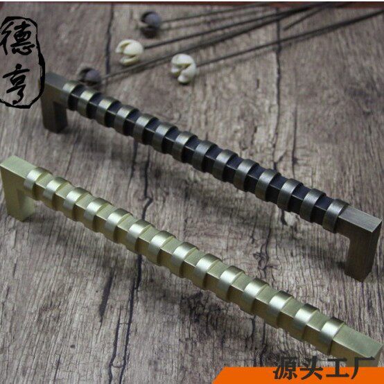 新中式纯铜实木家具仿古拉手玻璃门别墅门木门黄铜大拉手