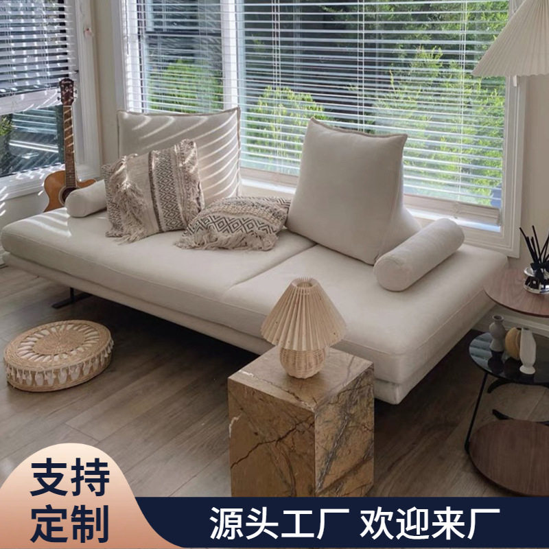 小户型无靠背布艺贵妃沙发床