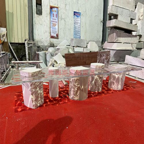 意大利欧式极简天然大理石餐桌现代别墅样板房西餐厅长方形展示
