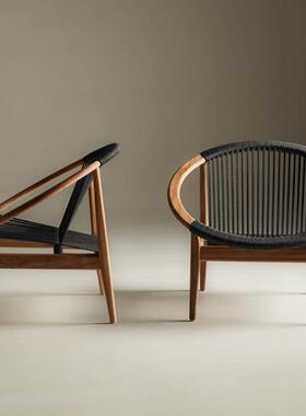 北欧实木户外休闲藤编沙发椅庭院客厅花园阳台休闲沙发椅柚木家具