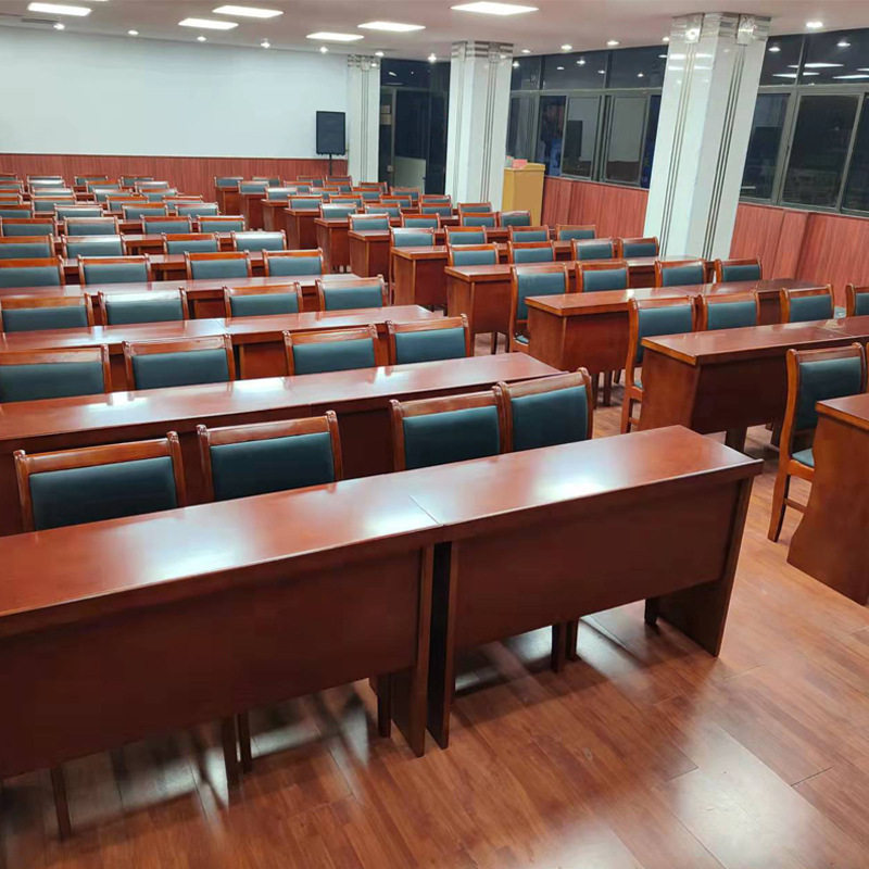 双人会议桌椅组合油漆会议室条桌实木贴皮长条桌培训条形桌组合