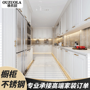 轻奢整体厨房橱柜现代简约欧式储物柜多功能厨房柜不锈钢橱柜门板