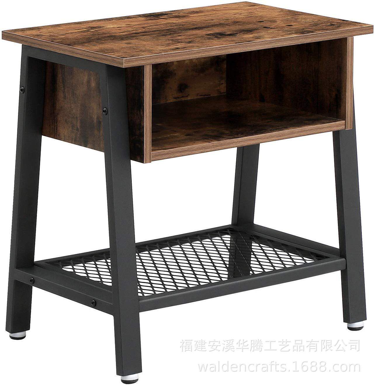 欧式铁艺桌几/带储物架坚固易组装，木质外观装饰家具带金属框架