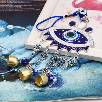 2条装土耳其蓝眼睛铃铛风铃挂件