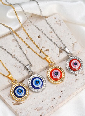 坏眼不碰项链恶魔之眼锁骨链