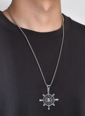 恶魔之眼船舵项链 Evil Eye 蓝眼睛锁骨链小众设计感毛衣链