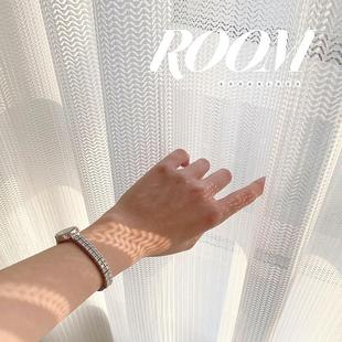 窗纱窗帘透光不透人阳台卧室飘窗客厅白隔断纱幔沙白色鱼骨纱纱帘