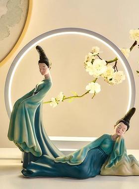只此青绿文创古风仕女艺术感电视柜摆件客厅家居软装饰品乔迁礼物