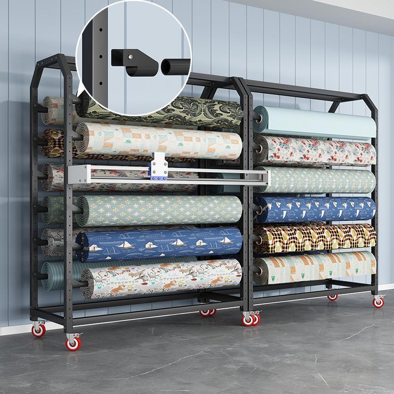 纺织布料布卷展示架面料架子家纺桌布塑料薄膜布带切刀展架货架