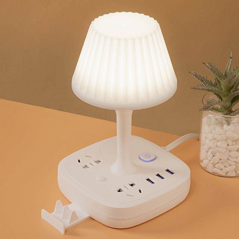 插座台灯一体式插电带USB手机充电延长线 线电线 线0.8米暖光