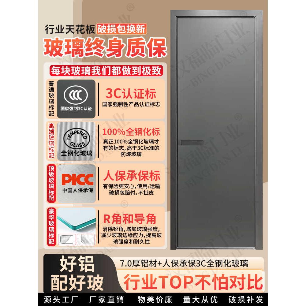 2025新款超极窄卫生间门厕所门浴室门洗手间门铝合金门玻璃门厂家