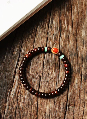 海黄原创【月秋】4x7mm38颗 取材紫油梨老料色泽秀丽 颗颗油性好