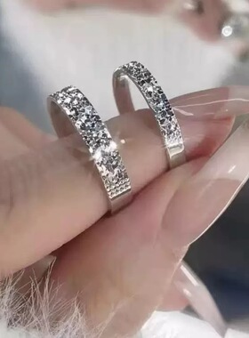 足银999戒指纯银情侣对戒碎冰冰指环女小众设计轻奢送女友礼物