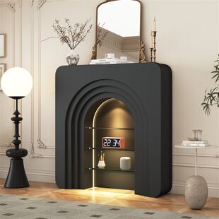 2026壁炉柜装饰民宿黑色壁炉玄关柜客厅边柜轻奢展示柜直播间陈列