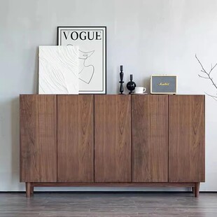 北欧全实木黑胡桃木鞋柜白橡木樱桃木储物收纳柜简约入户玄关柜