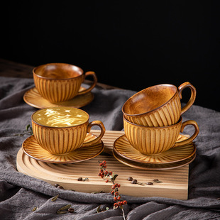 中古耐高温咖啡杯欧式陶瓷手冲拉花早餐美式拿铁下午茶杯碟320ml