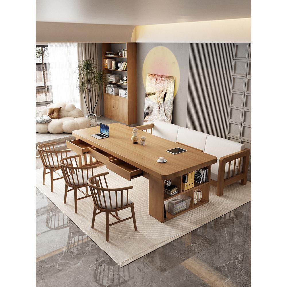 去客厅大长实木书桌家用学习书柜一体带抽屉大板桌长条桌子工作台,住宅家具,书桌,淘宝优惠券,粉丝福利购,淘宝优惠卷