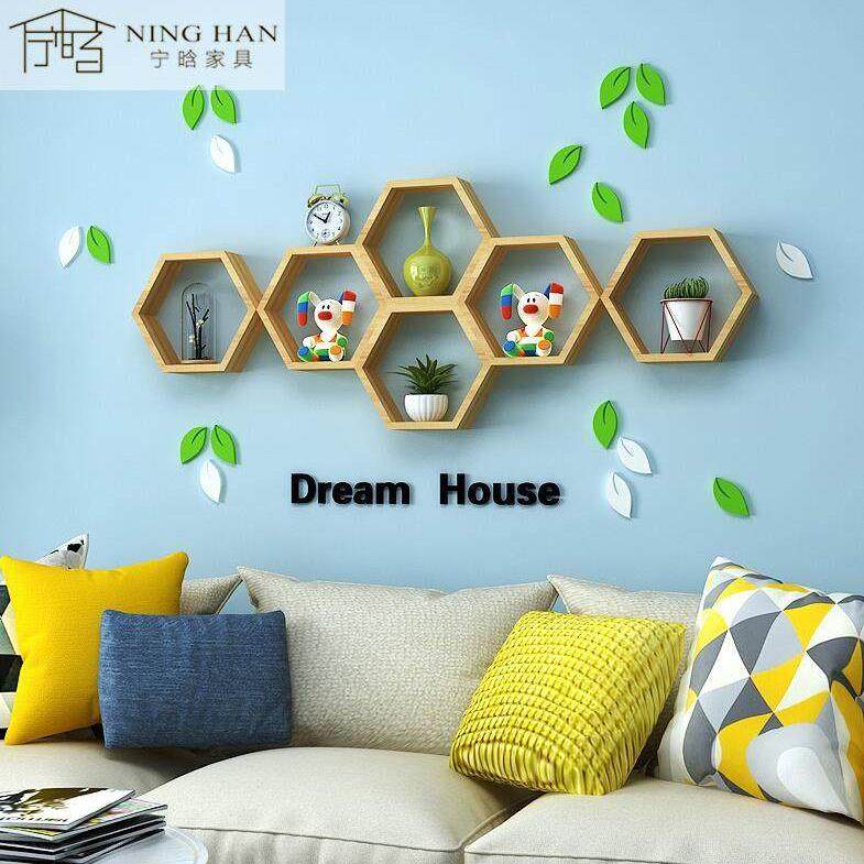 墙上实木置物架壁挂墙面创意格子电视背景墙装饰架客厅墙壁隔板,住宅家具,搁板/置物架/家用陈列架,淘宝优惠券,粉丝福利购,淘宝优惠卷