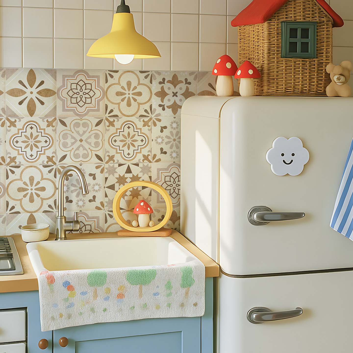 复古ins风厨房防油贴纸瓷砖遮丑橱柜装饰墙贴卫生间墙面防水贴纸,家居饰品,瓷砖贴,淘宝优惠券,粉丝福利购,淘宝优惠卷