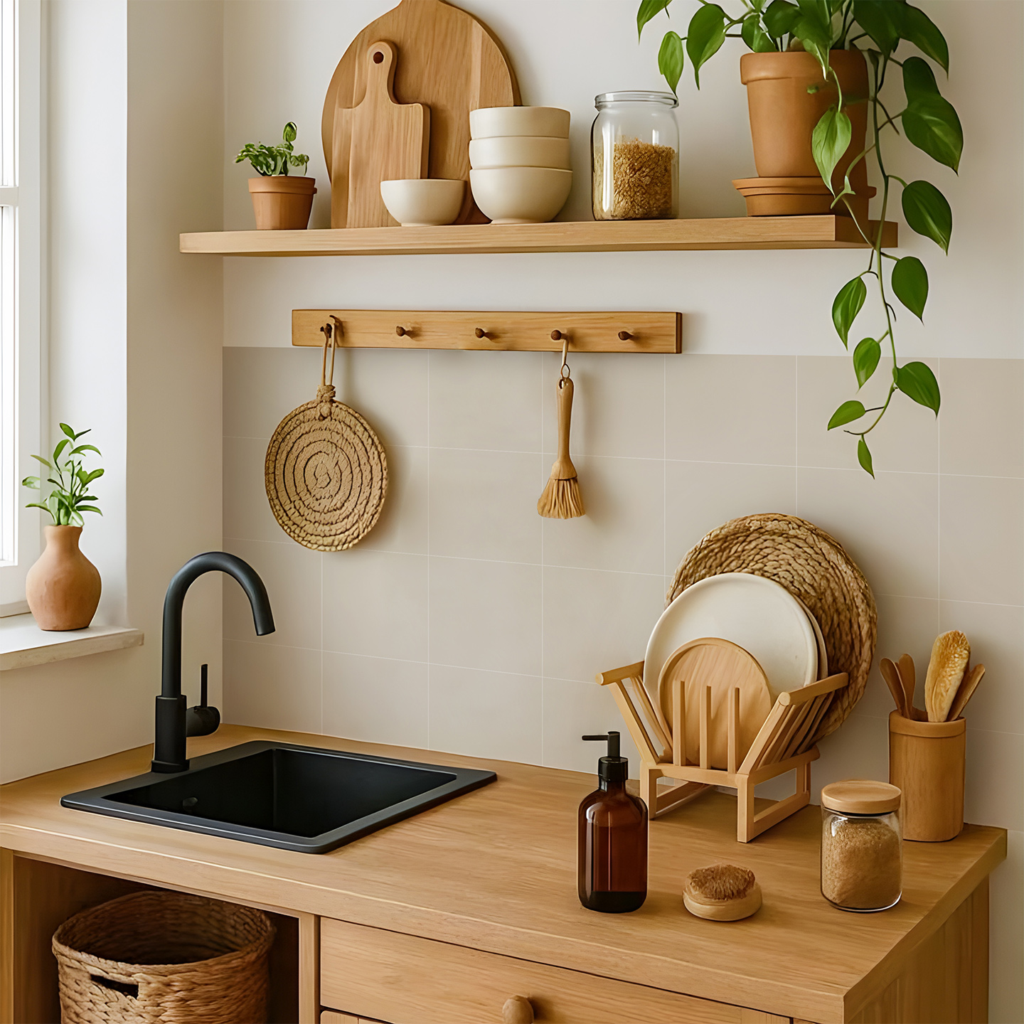 法式奶油风纯色厨房防油贴纸