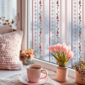 法式 饰窗花透光不透明磨砂贴膜高级感 玫瑰窗户玻璃贴纸卧室飘窗装