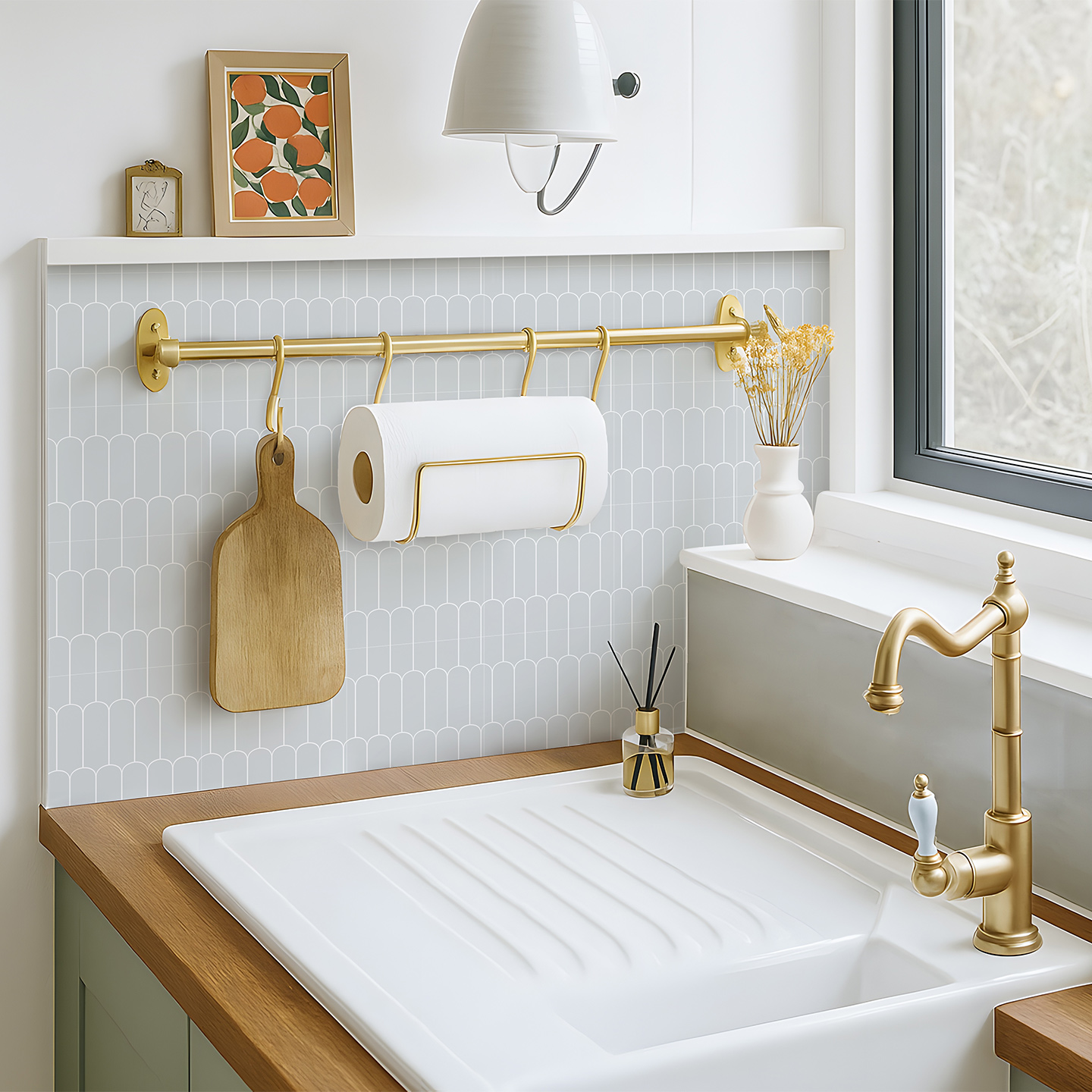 晨雾蓝厨房防油贴纸法