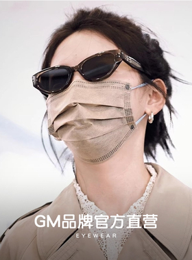 GM正品复古猫眼墨镜女防晒显脸小