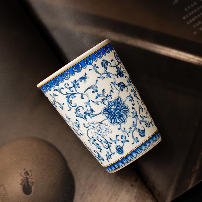 高可档汝窑青茶花缠枝莲乐杯主人杯35435432个专用茶杯大容量喝杯