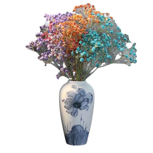 景德镇青花手绘陶瓷花瓶干花插花器中式国风现代客厅家用桌面摆件