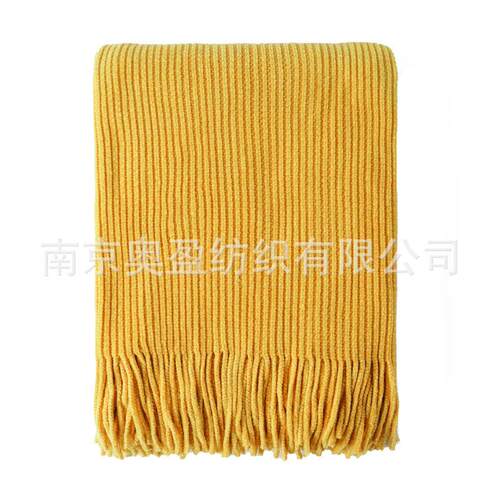 纯色雪尼尔盖毯沙发盖毯throwblanket流苏毯高克重午睡盖毯