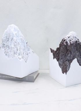 现代新中式抽象假山雕塑艺术品酒店玄关办公室大班台雪山软装摆件