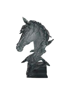 现代简约透明树脂马头雕塑工艺品摆件客厅书房玄关样板房家居饰品