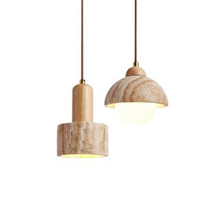 日式原木天然石材奶油风卧室床头吊灯花苞侘寂风复古餐厅主卧吊线