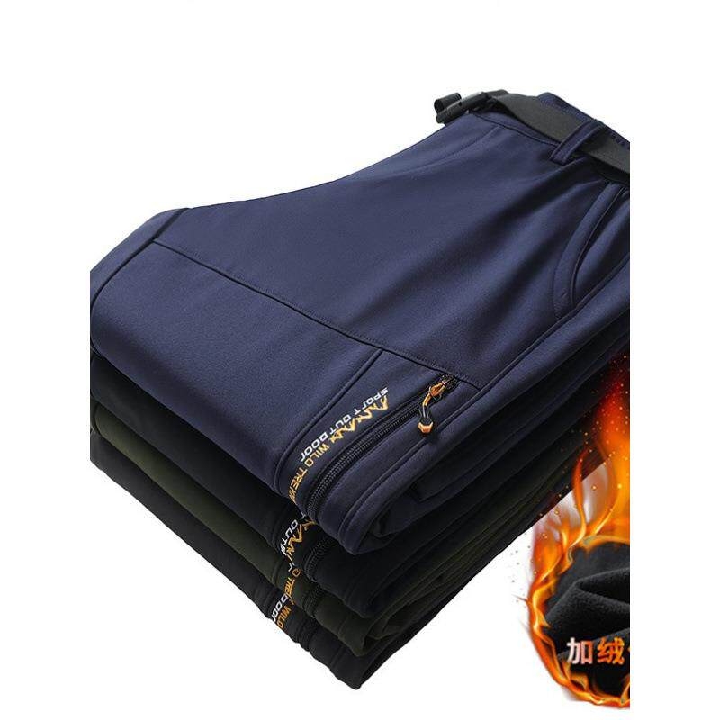 加绒加厚冲锋裤男女户外秋冬防风防水软壳裤抓绒裤保暖徒步登山裤