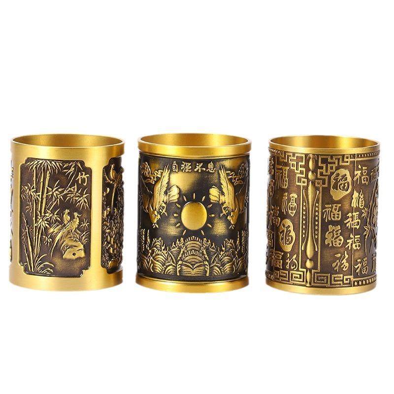 厂家黄铜笔筒精雕装笔收纳盒家居办公室书房中式笔筒摆件,家居饰品,装饰摆件,淘宝优惠券,粉丝福利购,淘宝优惠卷